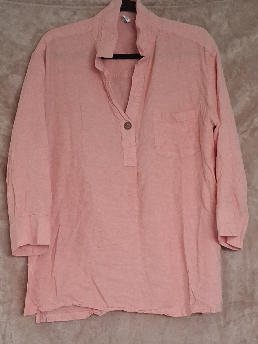 Women's Lightweight Peach Linen Cotton Pullover Shirt